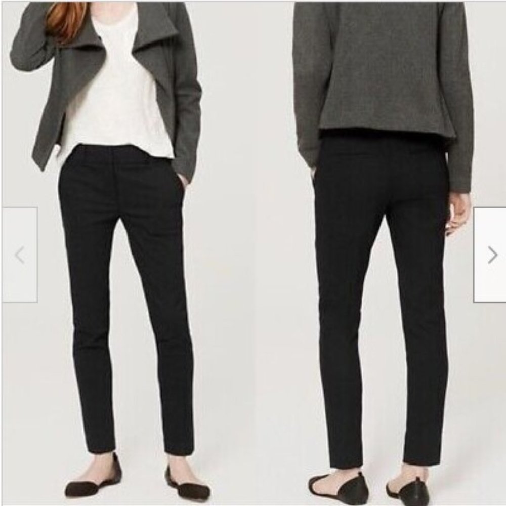 VTG Loft Marisa Skinny Fit Ankle Black Pants Zip Front Belt Loops Pockets Sz 6